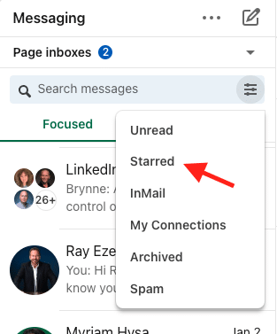 This shows where you can star messages in the inbox